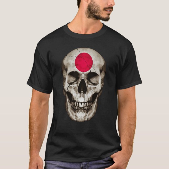 Japan Flag Skull Japanese Roots Proud Patriotic T-Shirt (Front)
