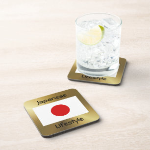 Japan Flag+Text Coaster