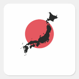 Japan Flagge Kartenumriss Square Sticker