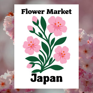 Japan Flower Market Pink Cherry Blossom Postcard