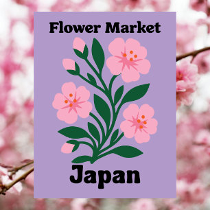 Japan Flower Market Pink Cherry Blossom Postcard