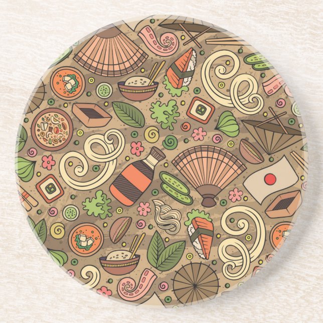 Japan Food: Cute Hand Drawn Coaster (Front)
