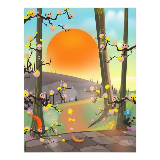 Japan Garden during a sunset Photo Print (Front)