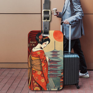 Japan geisha maiko japanese travel luggage tag