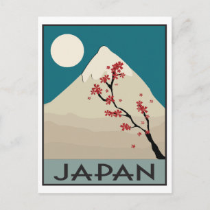Japan Graphic Mountain and Maple Tree Postcard