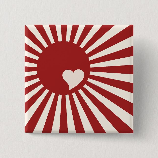 Japan Heart 15 Cm Square Badge (Front)