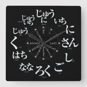 Japan Hiragana style [black face] Square Wall Clock