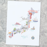 Japan Illustrated Map Postcard<br><div class="desc">Discover the beauty of Japan with our Japanese Map Postcard! Watercolor art invites adventure-loving kids on an Asian journey. Get ready to explore!</div>