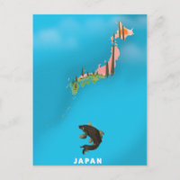 Japan Illustrated Map travel poster print.