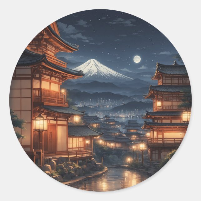 Japan Illustration Art #2 Classic Round Sticker (Front)