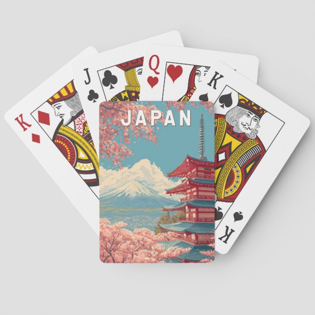 Japan Illustration Travel Art Vintage Playing Cards (Back)
