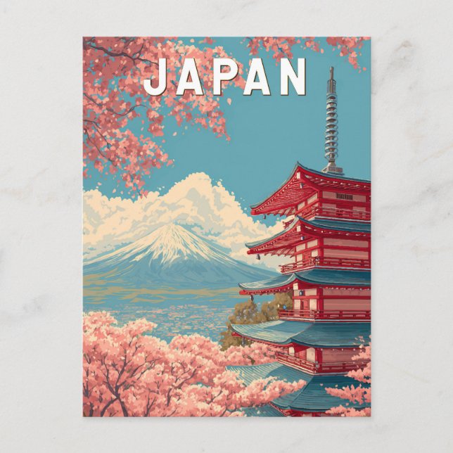 Japan Illustration Travel Art Vintage Postcard (Front)