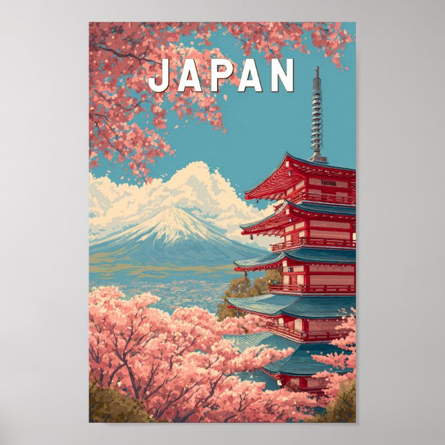 Japan Illustration Travel Art Vintage Poster (Front)