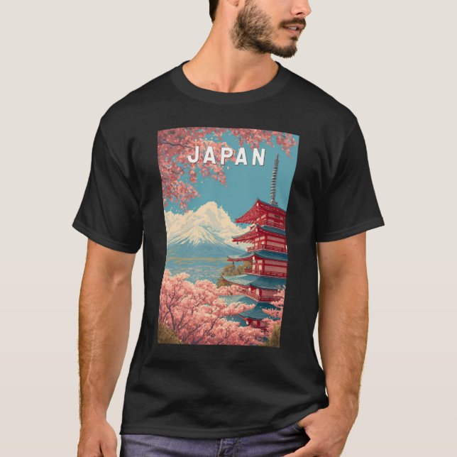 Japan Illustration Travel Art Vintage T-Shirt (Front)