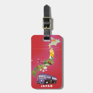Japan Illustration travel poster. Luggage Tag