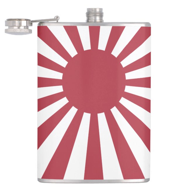 Japan Imperial Rising Sun Flag, Edo to WW2 Hip Flask (Opened)