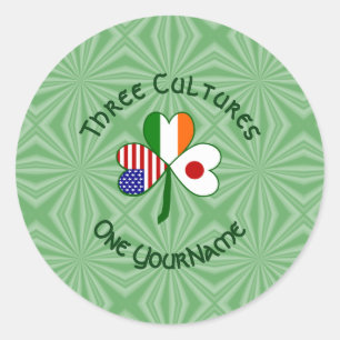 Japan Ireland USA Shamrock Flag Personalised Classic Round Sticker