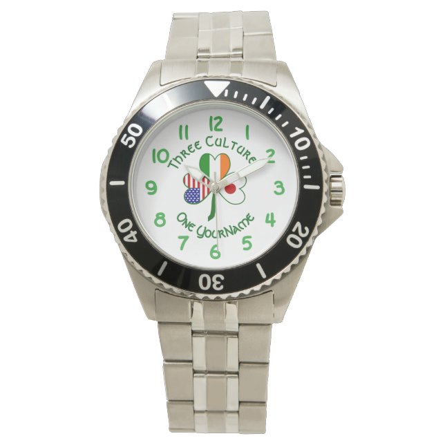 Japan Ireland USA Shamrock Flag Personalised  Watch (Front)