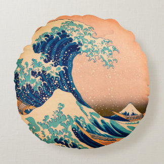 Japan - Japanese Art (Great Wave off Kanagawa) Round Cushion