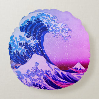 Japan - Japanese Art (Great Wave off Kanagawa) Round Cushion