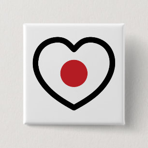 Japan   Japanese Flag Heart 15 Cm Square Badge