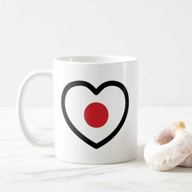 Japan | Japanese Flag Heart Coffee Mug (With Donut)