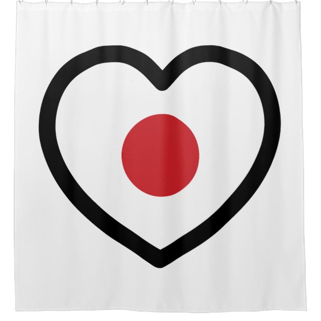 Japan | Japanese Flag Heart Shower Curtain (Front)