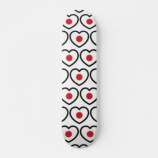 Japan | Japanese Flag Heart Skateboard (Front)