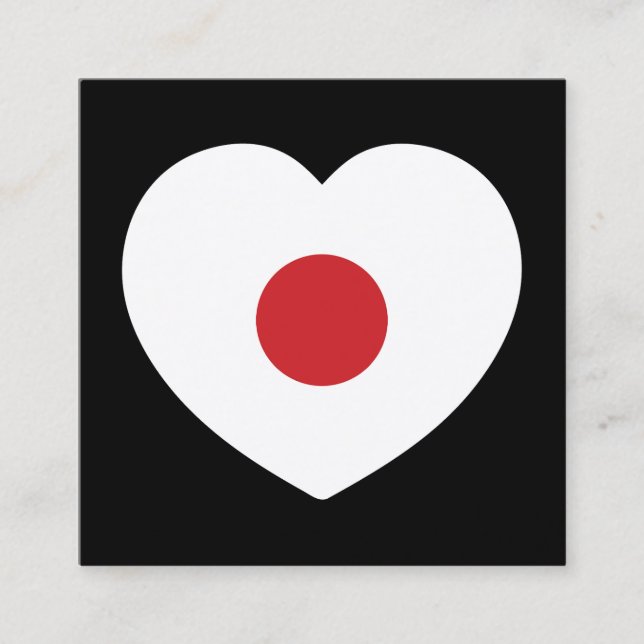 Japan | Japanese Flag Heart Square Business Card (Front)