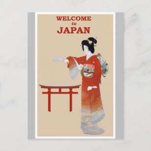 Japan Japanese Geisha Vintage Travel Poster Postcard