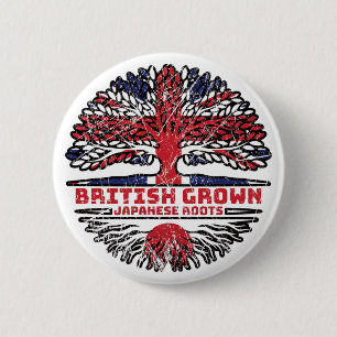 Japan Japanese Uk United Kingdom British Tree 6 Cm Round Badge