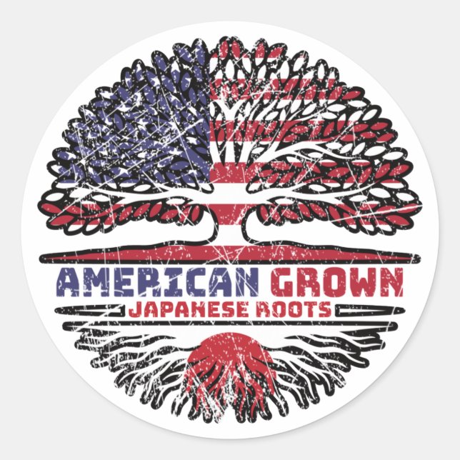 Japan Japanese US American USA United States Tree Classic Round Sticker (Front)