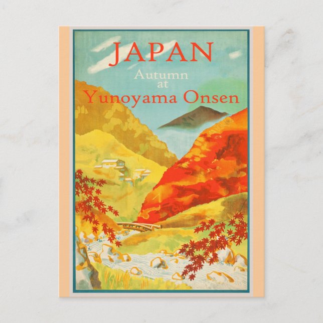 Japan Japanese Vintage Autumn Travel Poster Postcard (Front)