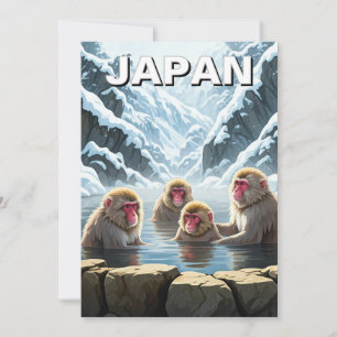 Japan Jigokudani Monkey Park Snow Monkeys Holiday Card