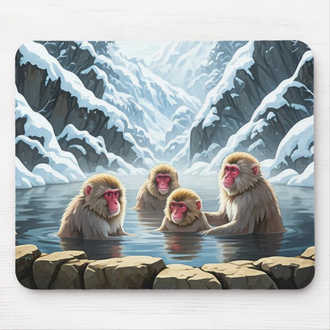 Japan Jigokudani Monkey Park Snow Monkeys Mouse Pad (Front)