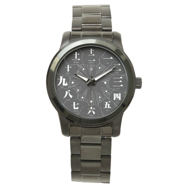 Japan kanji MANGA style [Black face 4] Watch (Front)