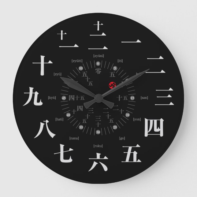 Japan kanji style [black face] large clock (Front)