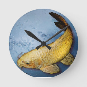Japan koi fish round clock
