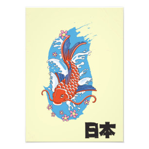 Japan Koi fish vintage poster