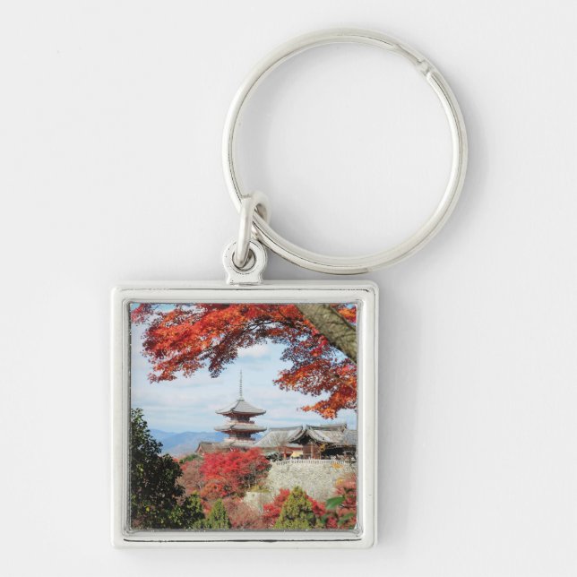 Japan, Kyoto. Kiyomizu temple in Autumn colour Key Ring (Front)