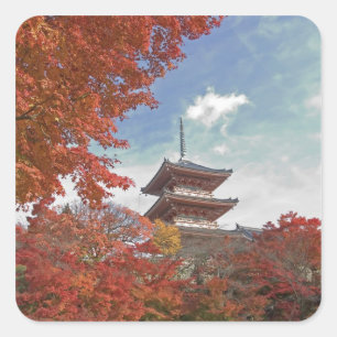 Japan, Kyoto, Pagoda in Autumn colour Square Sticker