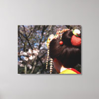 Japan, Kyoto. Rear view close-up of geisha's