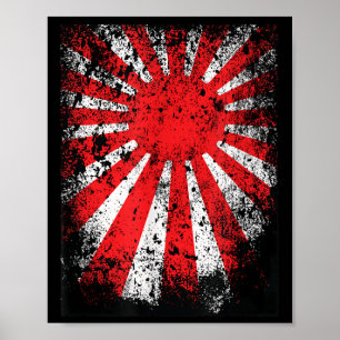 Japan Land Of The Rising Sun Nippon War Flag  Poster