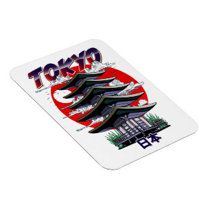 japan, land of the rising sun temple logo magnet
