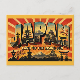 Japan Land of the Rising Sun Vintage Travel Art Postcard