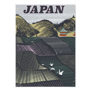 Japan landscape vintage travel poster