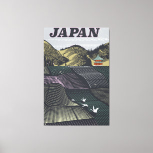 Japan landscape vintage travel poster canvas print