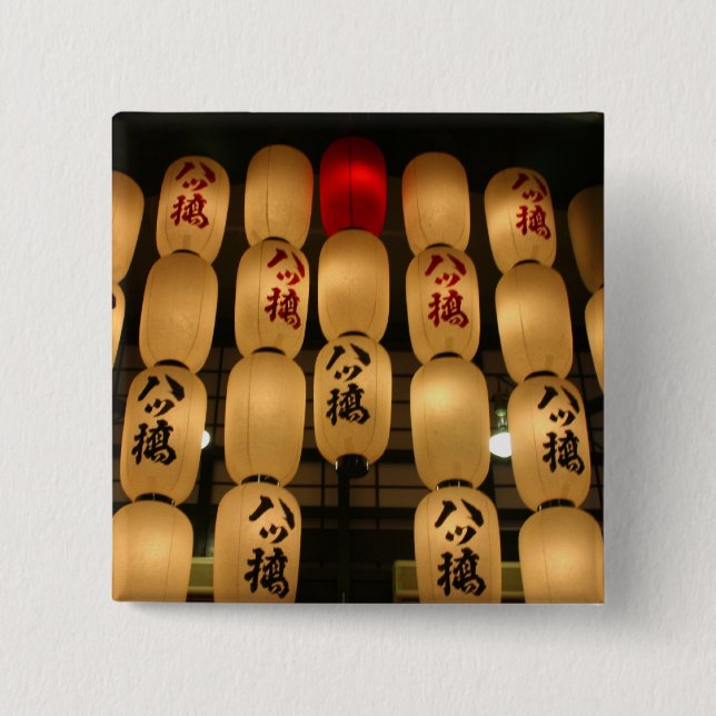 japan lanterns 15 cm square badge (Front)