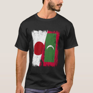 Japan Maldives Half Flag Japanese Maldivian Jersey T-Shirt