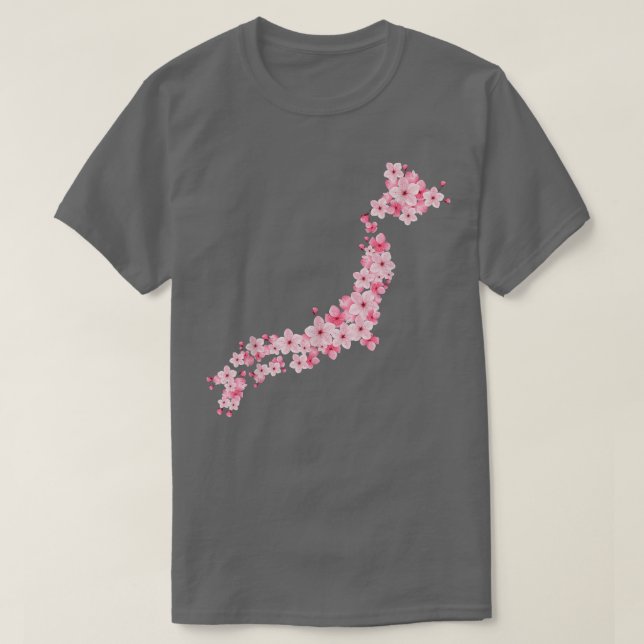 Japan Map Japanese Sakura Map  T-Shirt (Design Front)